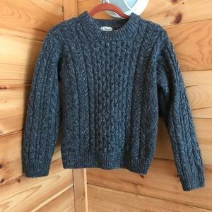 VINTAGE 100% WOOL KNIT GREY V-NECK LL BEAN SWEATER